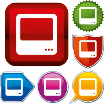 Set shiny icon series on buttons. TV. Stock Illustration