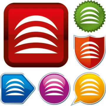 Set shiny icon series on buttons. Up. Stock Illustration