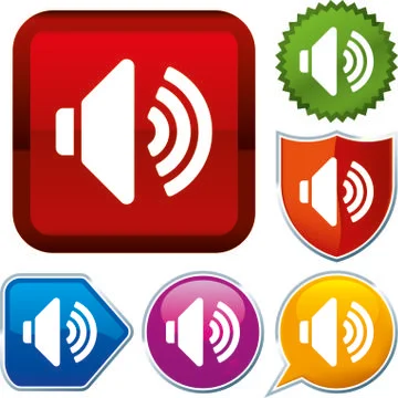 Set shiny icon series on buttons. Volume. Stock Illustration