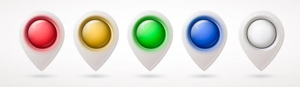Set of shiny map location markers. Realistic style. Vector illustration. 스톡 일러스트