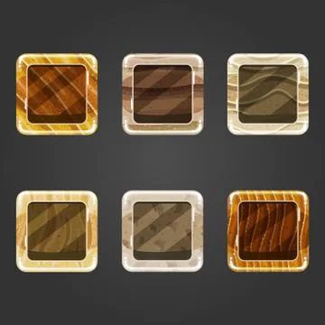 Set of shiny sand concave square button Stock Illustration