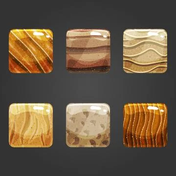 Set of shiny sand  square button Stock Illustration