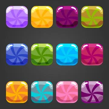 Set of shiny square button candy Stock Illustration