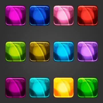 Set of shiny square button color Stock Illustration