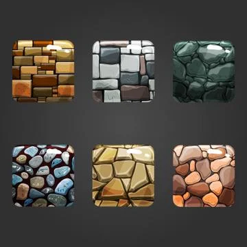 Set of shiny stone  square button Stock Illustration