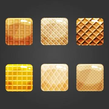 Set of shiny waffle square button Stock Illustration