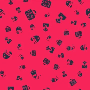 Set Ship bell, Suitcase, Coconut cocktail and Tourist on seamless pattern 스톡 일러스트