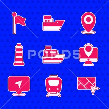 Set Ship line path, Train, City map navigation, Monitor with location ...