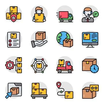 Set of Shipment Flat Icons Stock Illustration