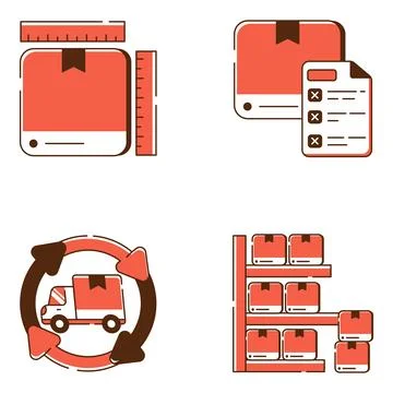 Set of Shipment Flat Icons Stock Illustration