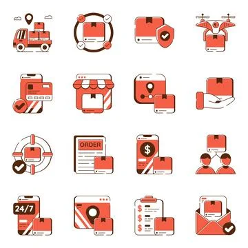 Set of Shipment Flat Icons Illustration