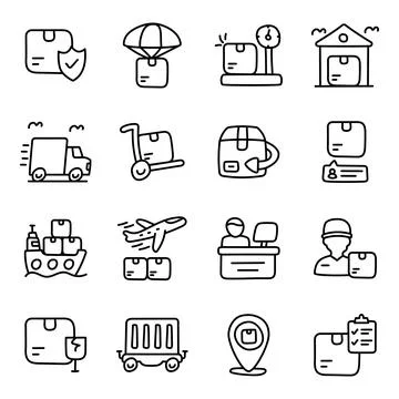 Set of Shipment Linear Icons Stock Illustration