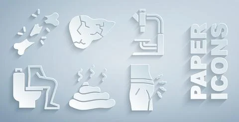 Set Shit, Microscope, Constipation, Abdominal bloating, Hepatitis virus and イラスト素材