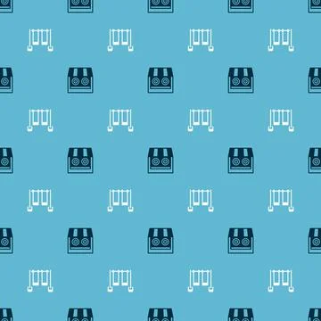 Set Shooting gallery and Double swing on seamless pattern. Vector Stock Illustration