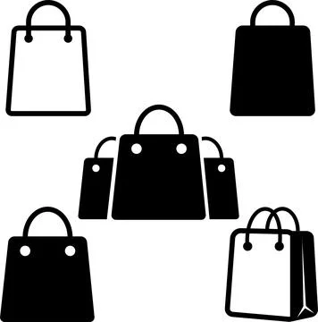 Set shopping bag icon vector. Collection Paper Bag. Group Product sale bag Stock Illustration