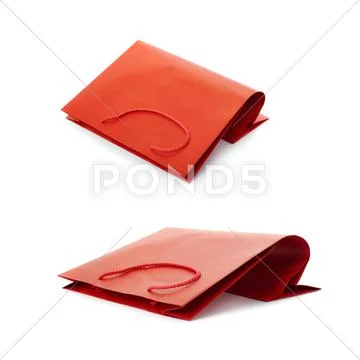 Set of Shopping bag isolated over the white background Stock Photos