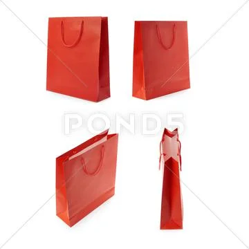 Set of Shopping bag isolated over the white background Stock Photos