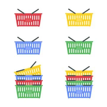 Set of shopping baskets Stock Illustration