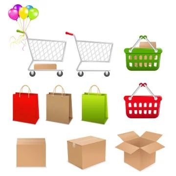 Set shopping of elements Stock Illustration