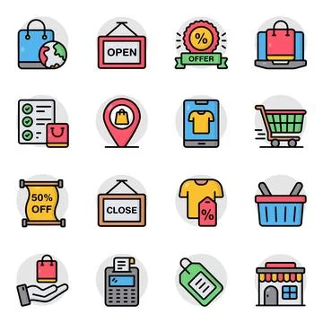 Set of Shopping Flat Icons Stock Illustration