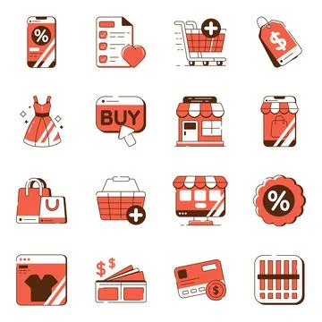 Set of Shopping Flat Icons Stock Illustration