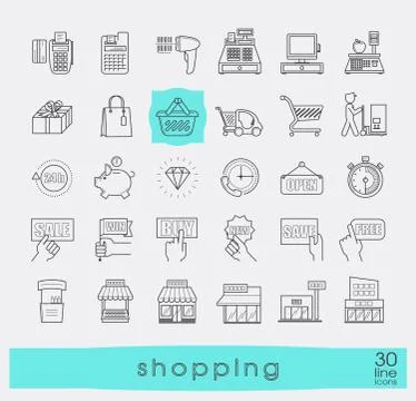 Set of shopping icons. Stock Illustration