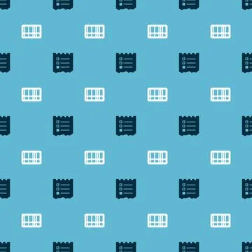 Set Shopping list and Barcode on seamless pattern. Vector Illustrazione stock