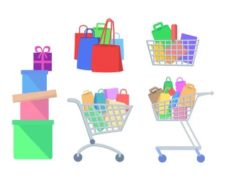 Set of Shopping Vector Icons in Flat Style Illustration