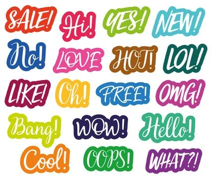 Set of short vector handwritten dialog phrases Stock Illustration