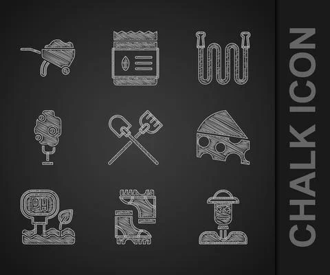 Set Shovel, Waterproof rubber boot, Scarecrow, Cheese, Soil ph testing, Tree 스톡 일러스트
