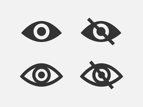 Set show password icon, eye symbol. Vector vision hide from watch icon. Secre Stock Illustration
