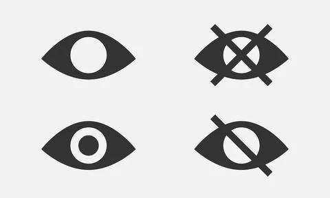Set show password icon, eye symbol. Vector vision hide from watch icon. Secre Stock Illustration
