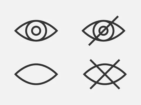 Set show password icon, eye symbol. Vector vision hide from watch icon. Secre Stock Illustration