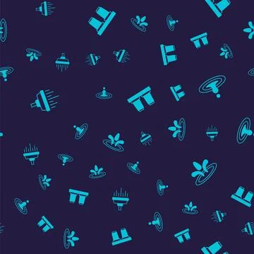 Set Shower, Water drop, filter cartridge and on seamless pattern. Vector Stock Illustration