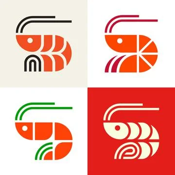 Set of Shrimp logo Stock Illustration