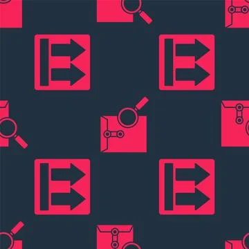 Set This side up and Envelope with magnifying glass on seamless pattern. Vector イラスト素材