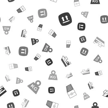 Set This side up, Container, Cargo ship with boxes delivery and Weight on Stock Illustration