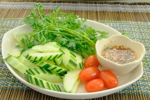 Set of side dish on napery. Stock Photos