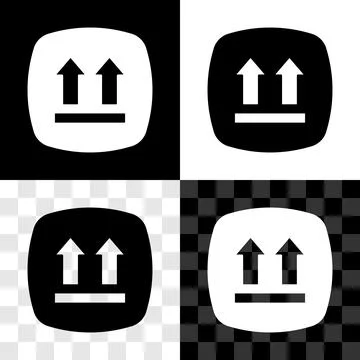 Set This side up icon isolated on black and white, transparent background. Two Illustration