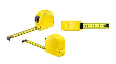 Set side view Realistic Tape measure isolated on white background. Stock Illustration