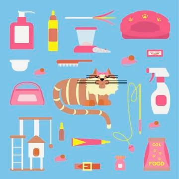 Set of sign cat accessories. Illustration