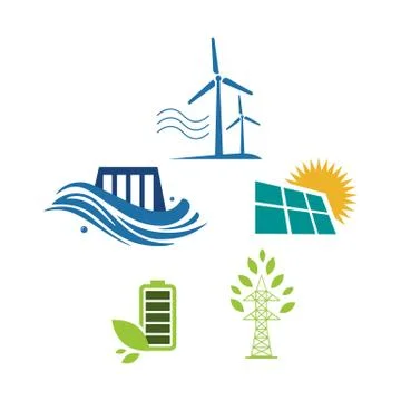 Set of sign elements alternative renewable energy logo design vector illustra 스톡 일러스트