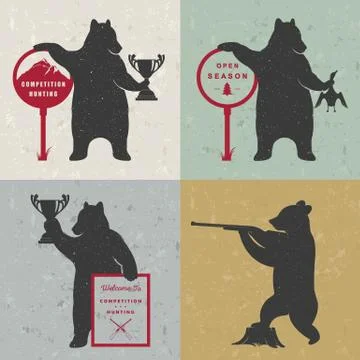 Set Sign Fun Bears Stock Illustration