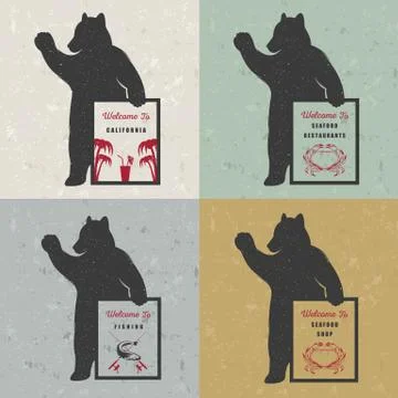 Set Sign Fun Bears Stock Illustration