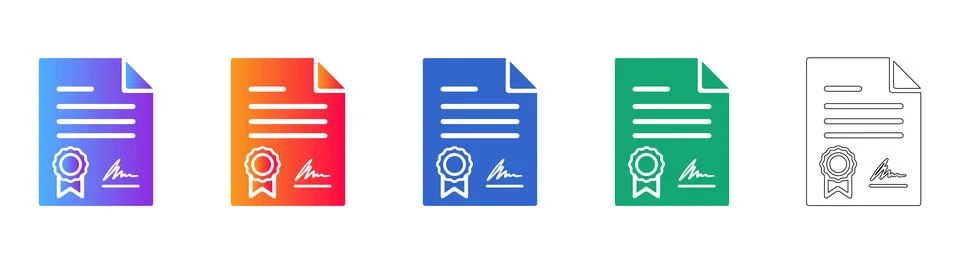 Set of Signed Certificate and Document Icons Illustrazione stock