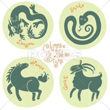 Set signs of the Chinese zodiac. Stock Illustration