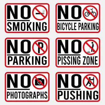 Set of Signs for Different Prohibited Activities Stock Illustration