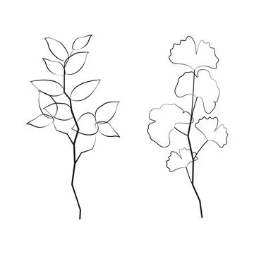 Set of silhouette branches with leaf in modern style. Vector leaves isolate.. Stockillustratie