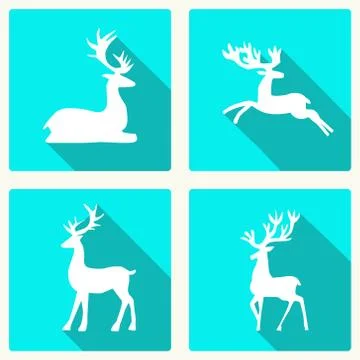 Set of silhouette deer vector illustration Stock Illustration