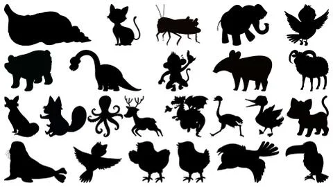 Set of silhouette different animals Stock Illustration